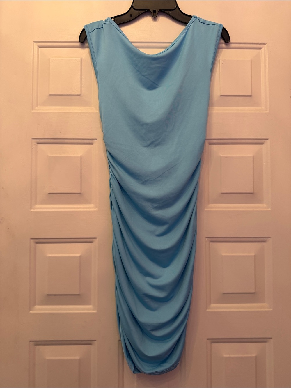 Light Blue Backless Ruched Dress